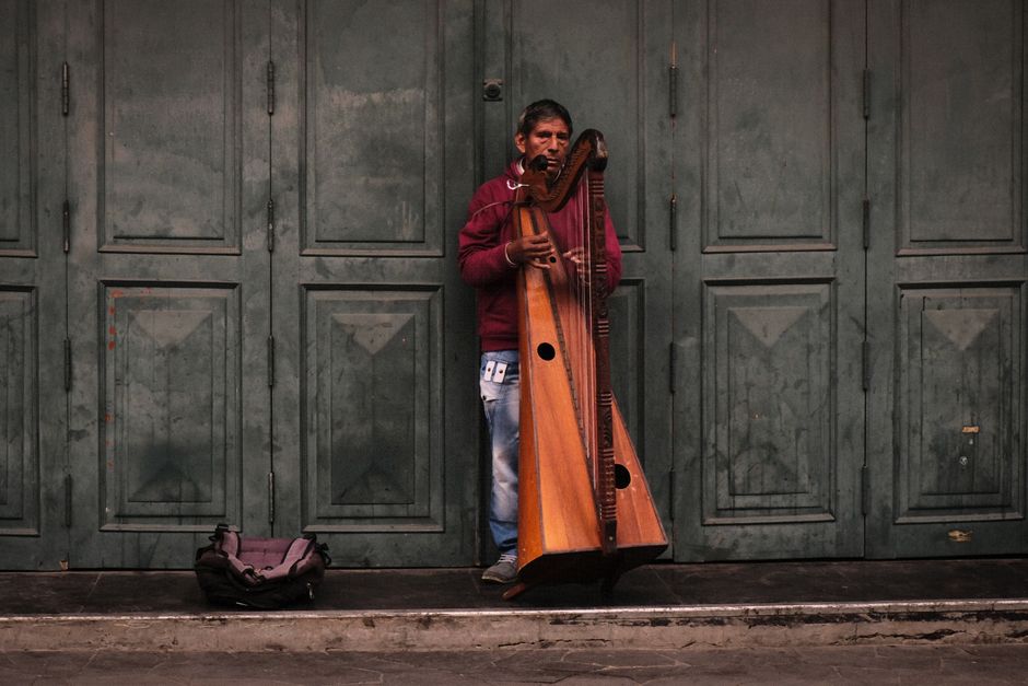 Photograph of a harp