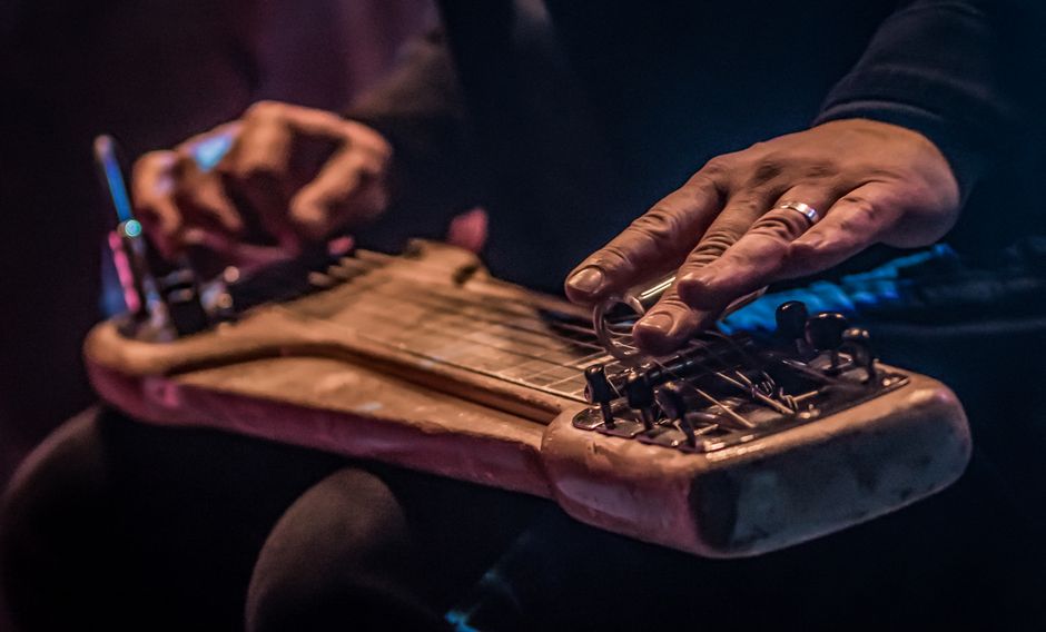Photograph of a lap steel guitar