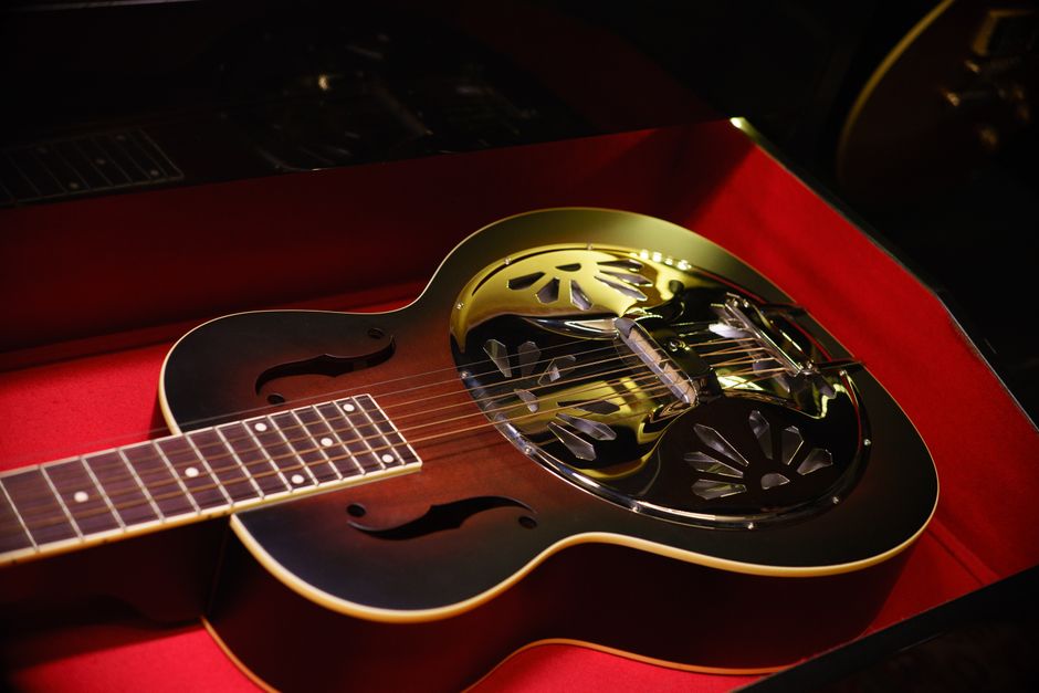 Photograph of a resonator guitar